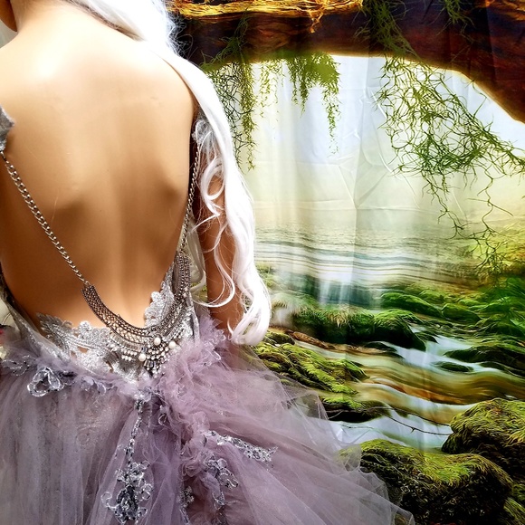 LATOYA Silver Lace 2pc Mini Dress & Ballgown Skirt - Picture 5 of 8